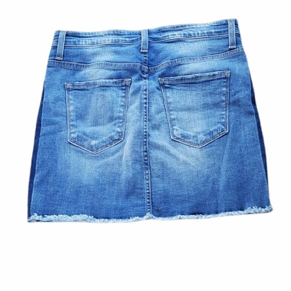 Flying Monkey High Waisted Two Toned Denim Mini Skirt - Picture 3 of 6